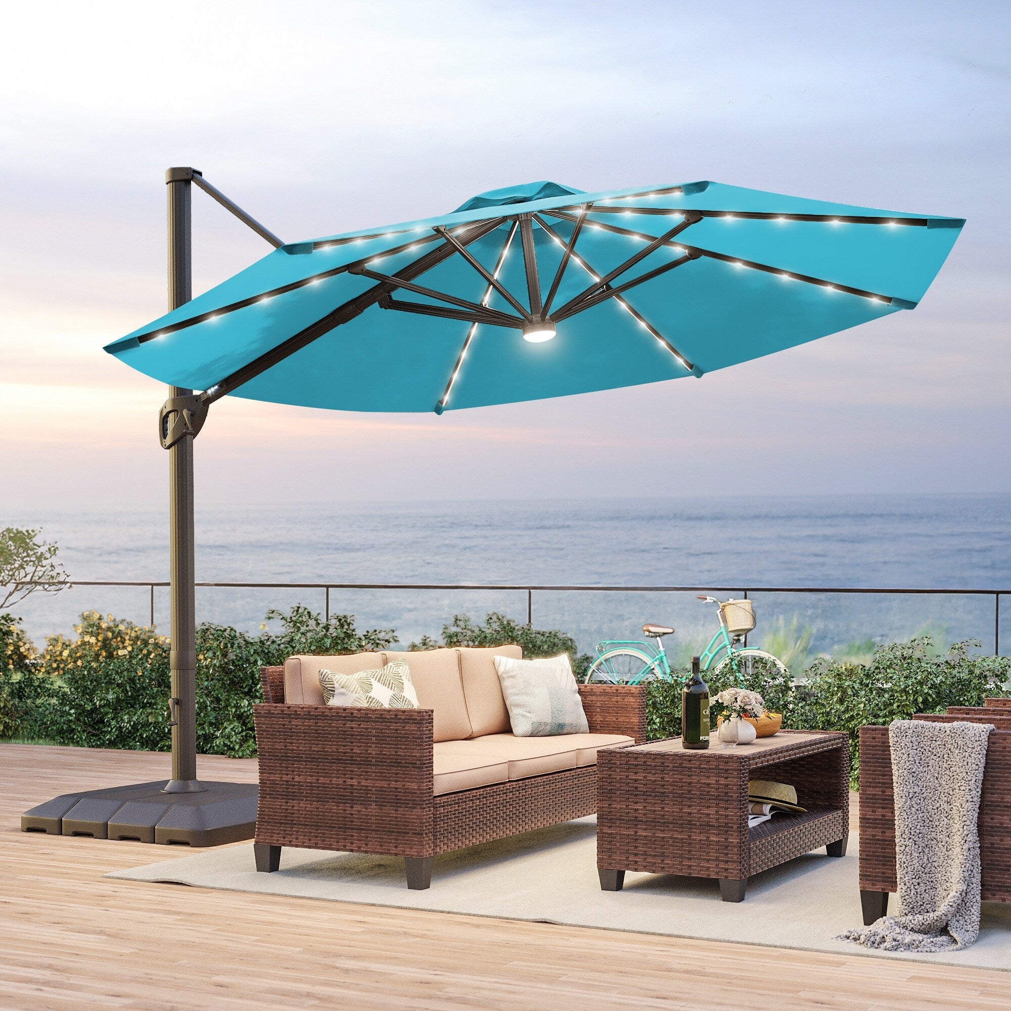 Outdoor 10Ft Led Patio Umbrella For Garden