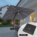Outdoor 10X13Ft Patio Cantilever Umbrella Solar Light Double Top 360 Rotation Tilt With Base
