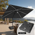 Outdoor 10X13Ft Patio Cantilever Umbrella Solar Light Double Top 360 Rotation Tilt With Wheels Base