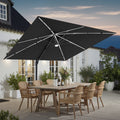Outdoor 11X11Ft Patio Cantilever Umbrella Double Top With Solar Led Light Strips