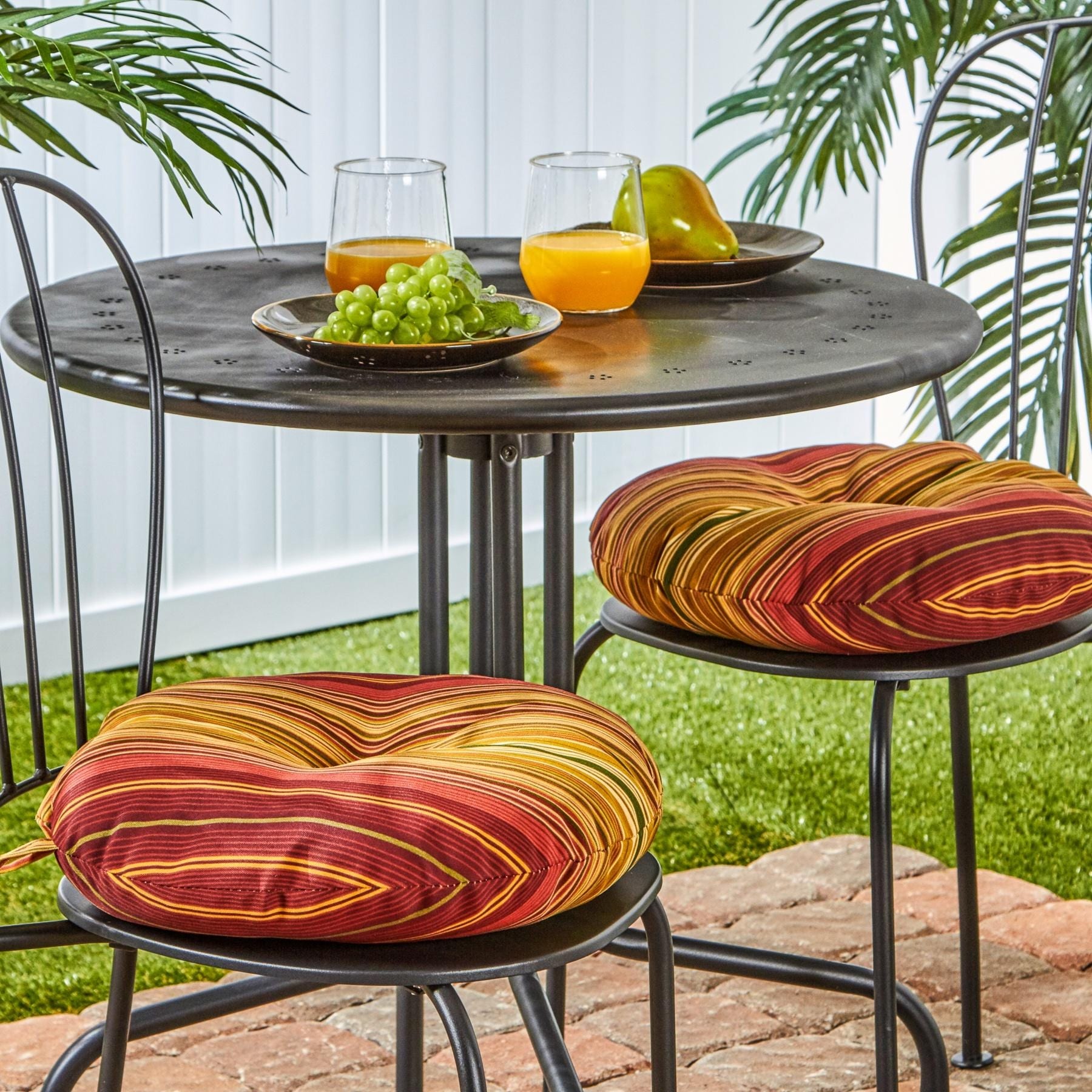 Havenside Home Dewey Outdoor 15 Inch Stripe Bistro Chair Cushions Set Of 2