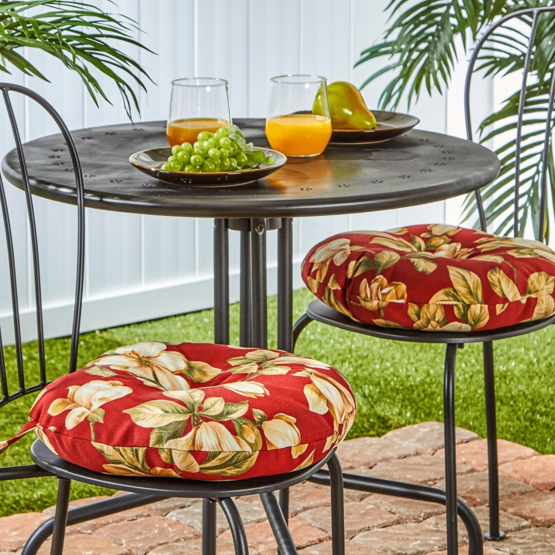 Havenside Home Dunedin Outdoor 15 Inch Floral Bistro Chair Cushions Set Of 2