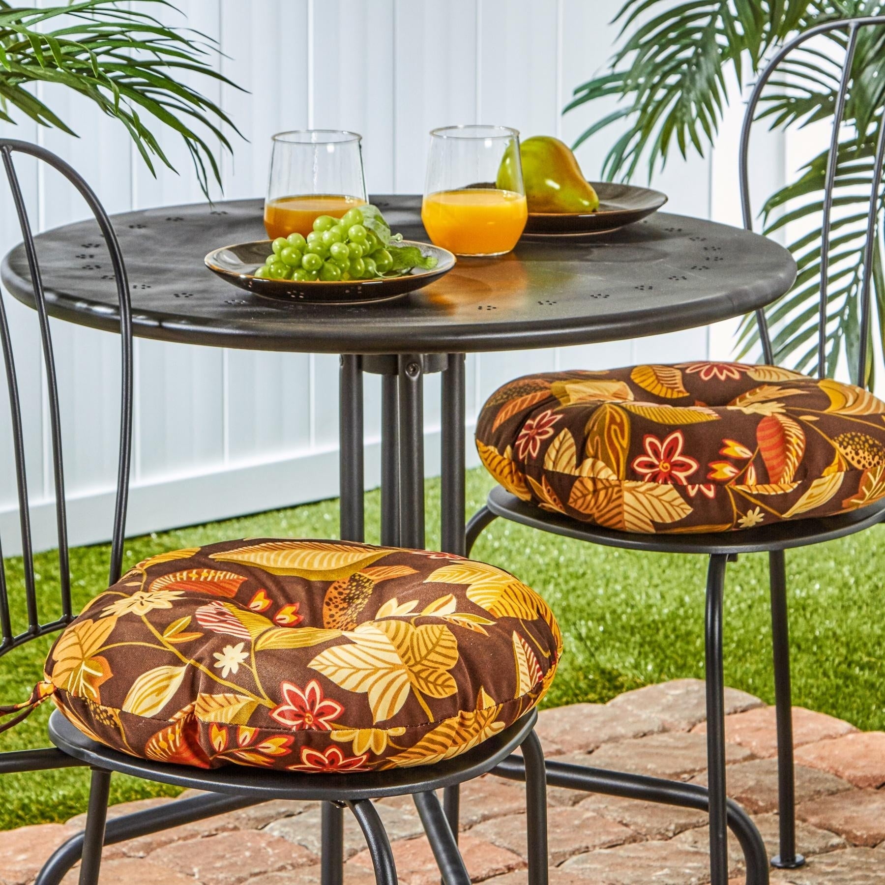 Havenside Home Dana Point Outdoor 15 Inch Floral Bistro Chair Cushions Set Of 2