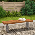Outdoor 1Pcs Acacia Wood Bench Teak Finish Grey Wicker
