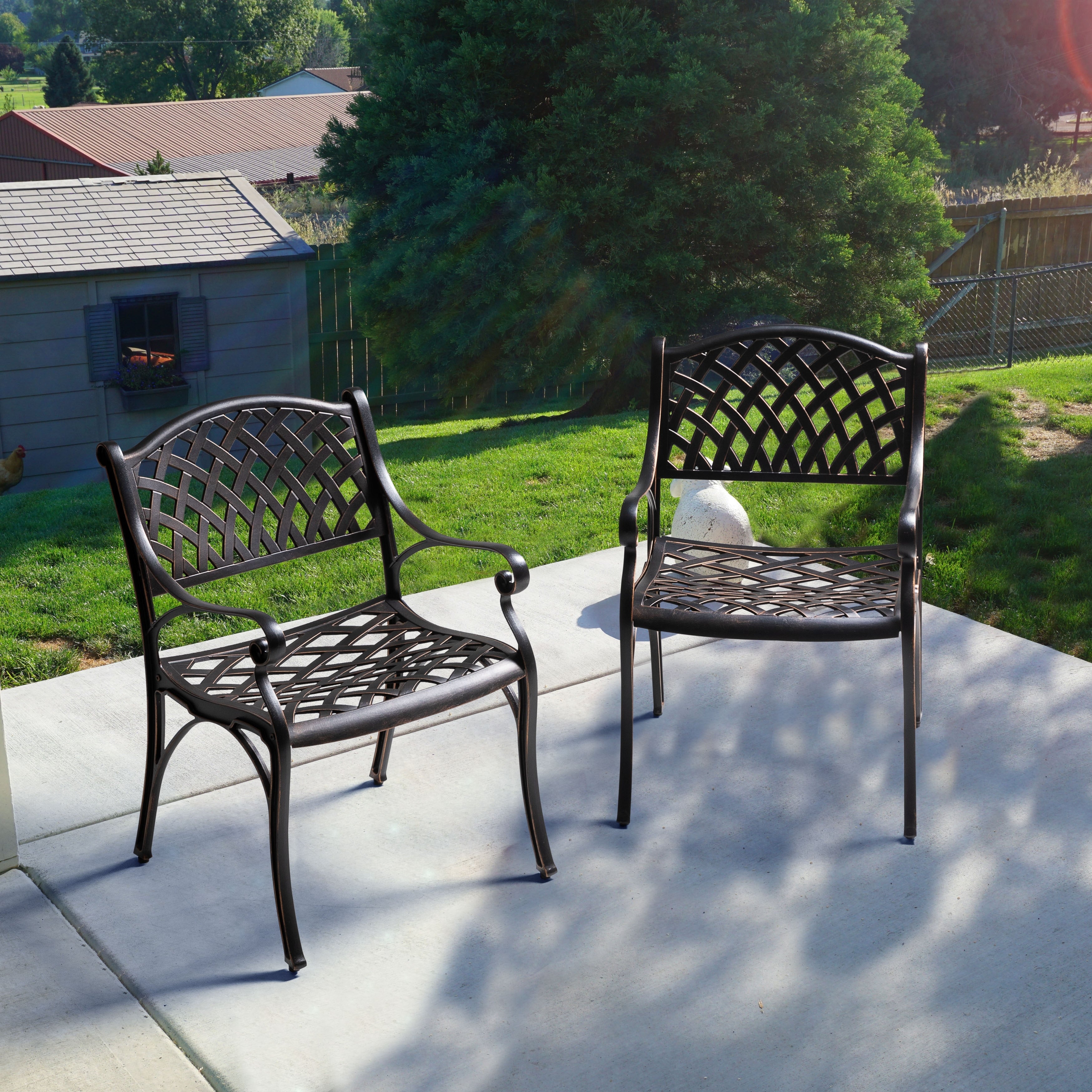 Nuu Garden Solid Cast Aluminum Patio Dining Arm Chair Antique Bronze
