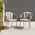 Nuu Garden Aluminum Woven Rope Patio Dining Chair With Cushions Set Of 2