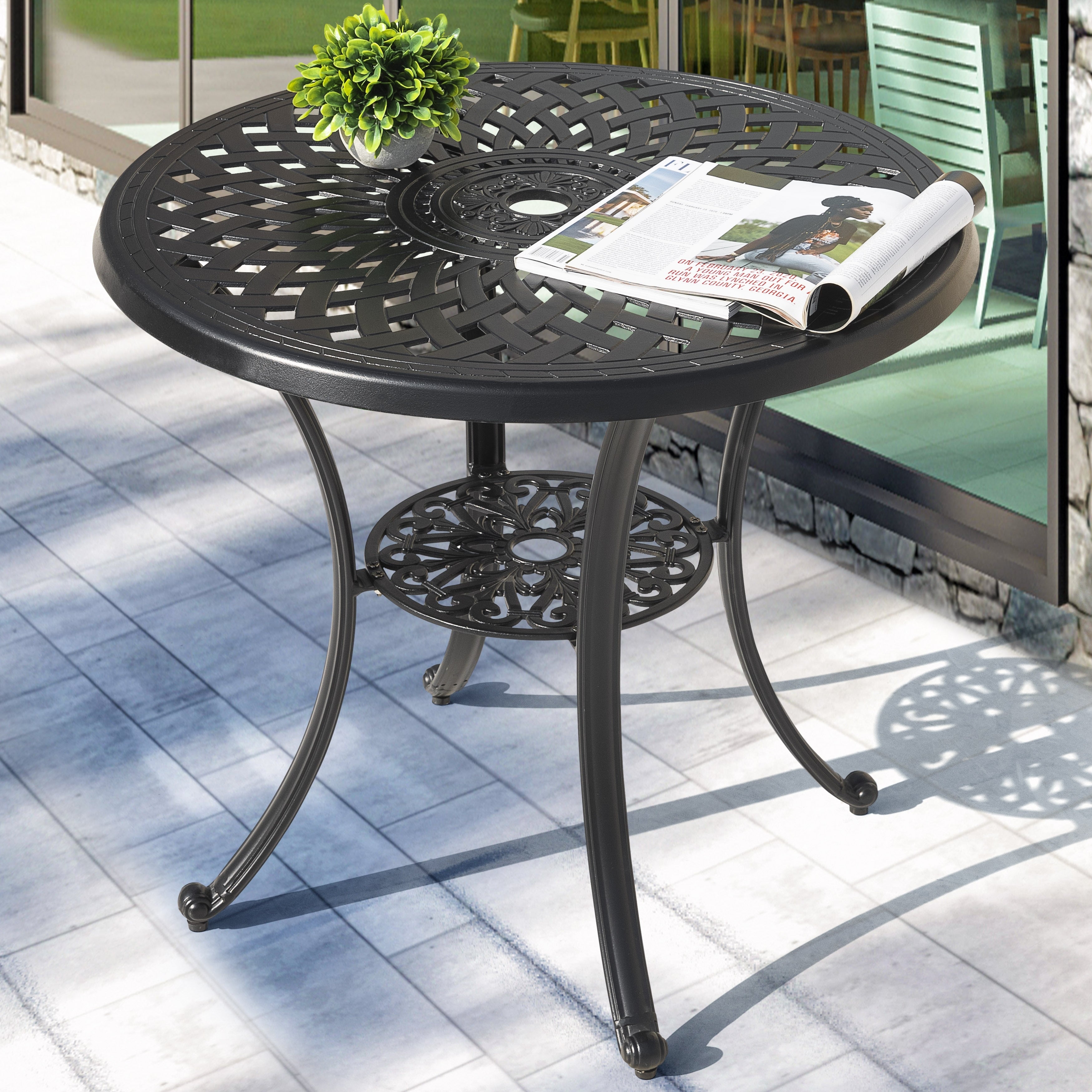 Nuu Garden 36 Indoor Outdoor Solid Cast Aluminum Round Dining Table