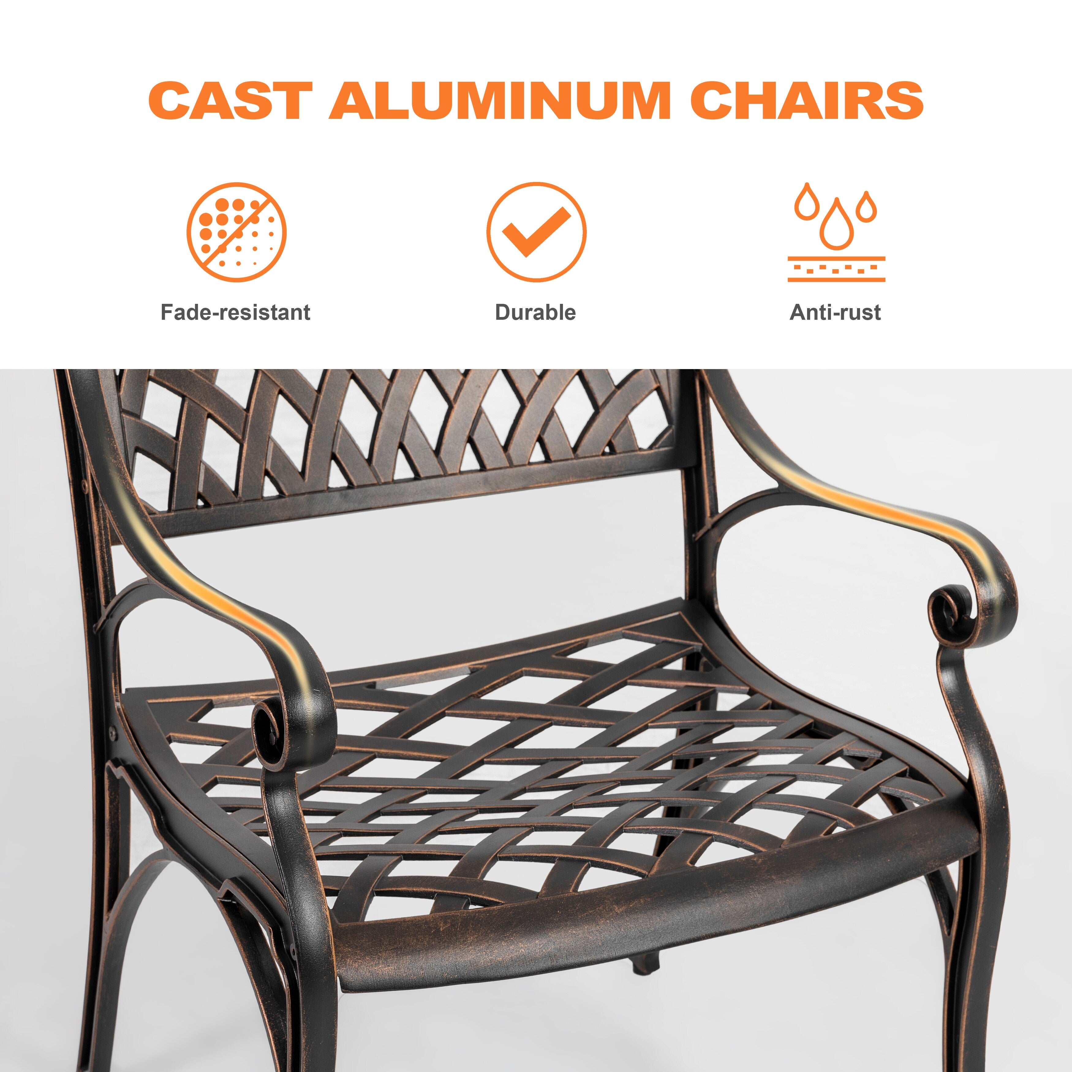 Nuu Garden 5 Piece Outdoor Patio Solid Cast Aluminum Dining Conversation Set Antique Bronze