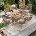 Outdoor 7 Piece Dining Chair With Shell Shaped Backrest And Table Set