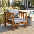 Outdoor Acacia Club Chair With Square Arms By Leisure Zone