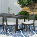 Outdoor Acacia Wood Armless Dining Chair With Cushions Set Of 2 Sandblasted Dark Gray Light Gray