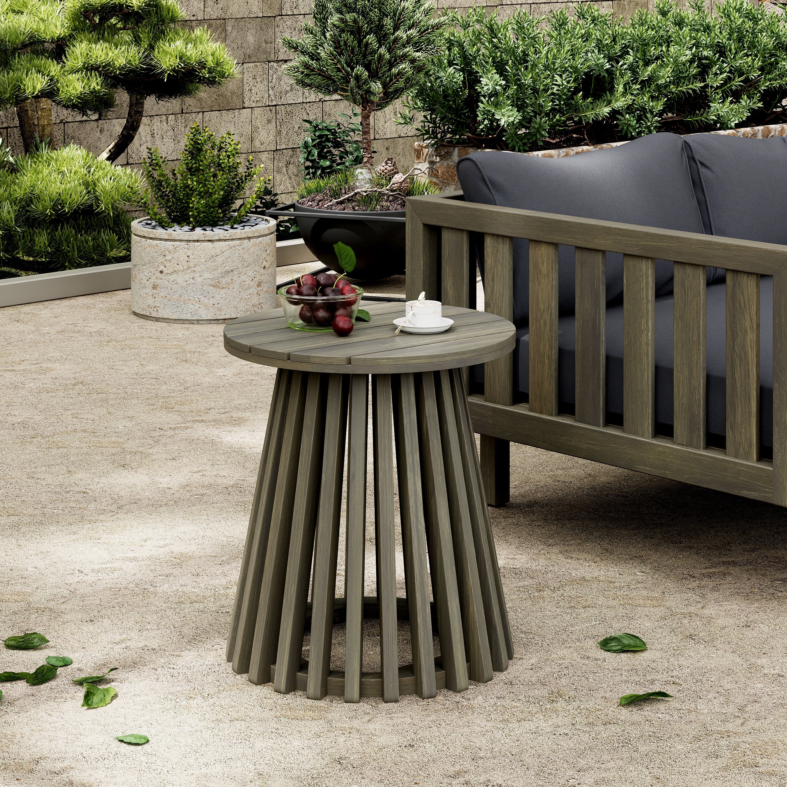 Outdoor Acacia Wood Patio Side Table