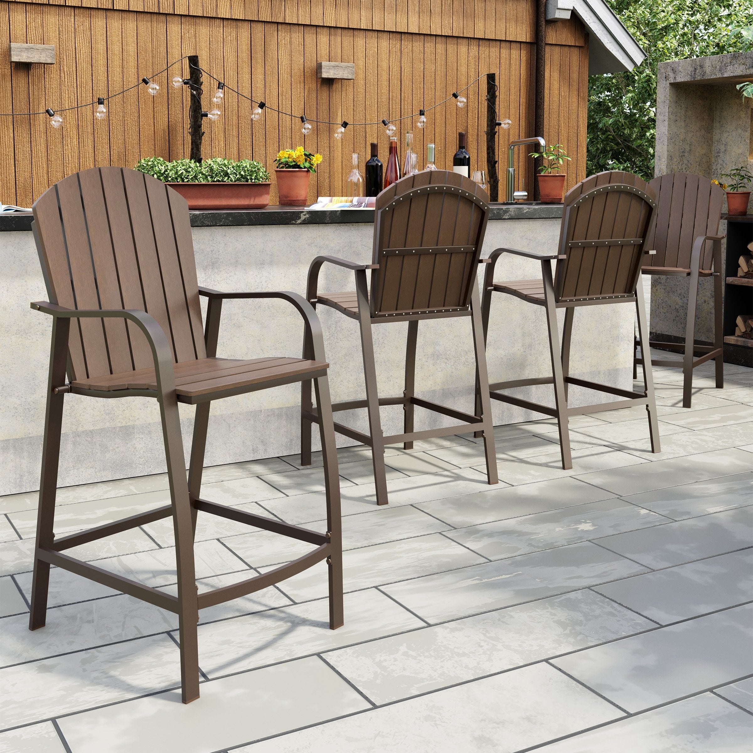 All Weather Patio Furniture Counter Height Bar Stools Set Of 2 21.9 W X 25 D X 48 H