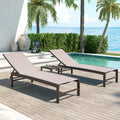 Outdoor Aluminum Adjustable Curved Chaise Lounge Chairs And Table Set See The Description