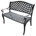 Outdoor Aluminum Modern Black Patio Bench Loveseat