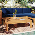 Outdoor Backyard Patio Wood 5 Piece Sectional Sofa Seating Group Set With Cushions