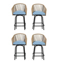 Outdoor Bar Stools Set Of 4 4 Piece Patio Bar Stools With Armrests All Weather Rattan Bar Chairs With Backrest Bar Stools