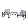 Outdoor Bistro Set With Coffee Chairs Side Table Grey Patio Conversation Set With Upholstered Cushions