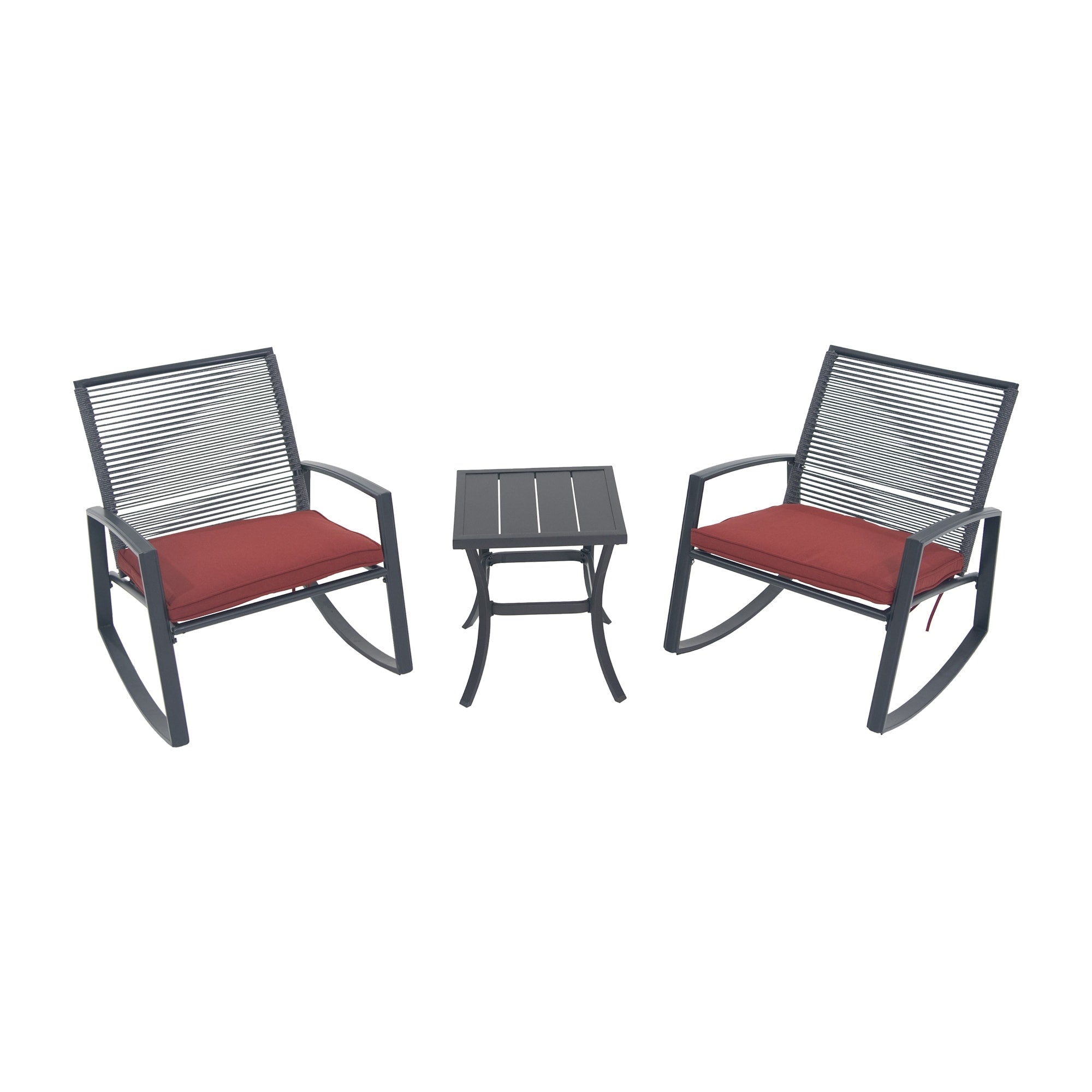 Outdoor Bistro Set With Coffee Chairs Side Table Patio Conversation Set With Upholstered Cushions
