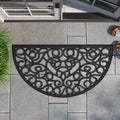 Evideco Outdoor Half Round Front Door Mat Rubber Rug 30X18 Inch Black