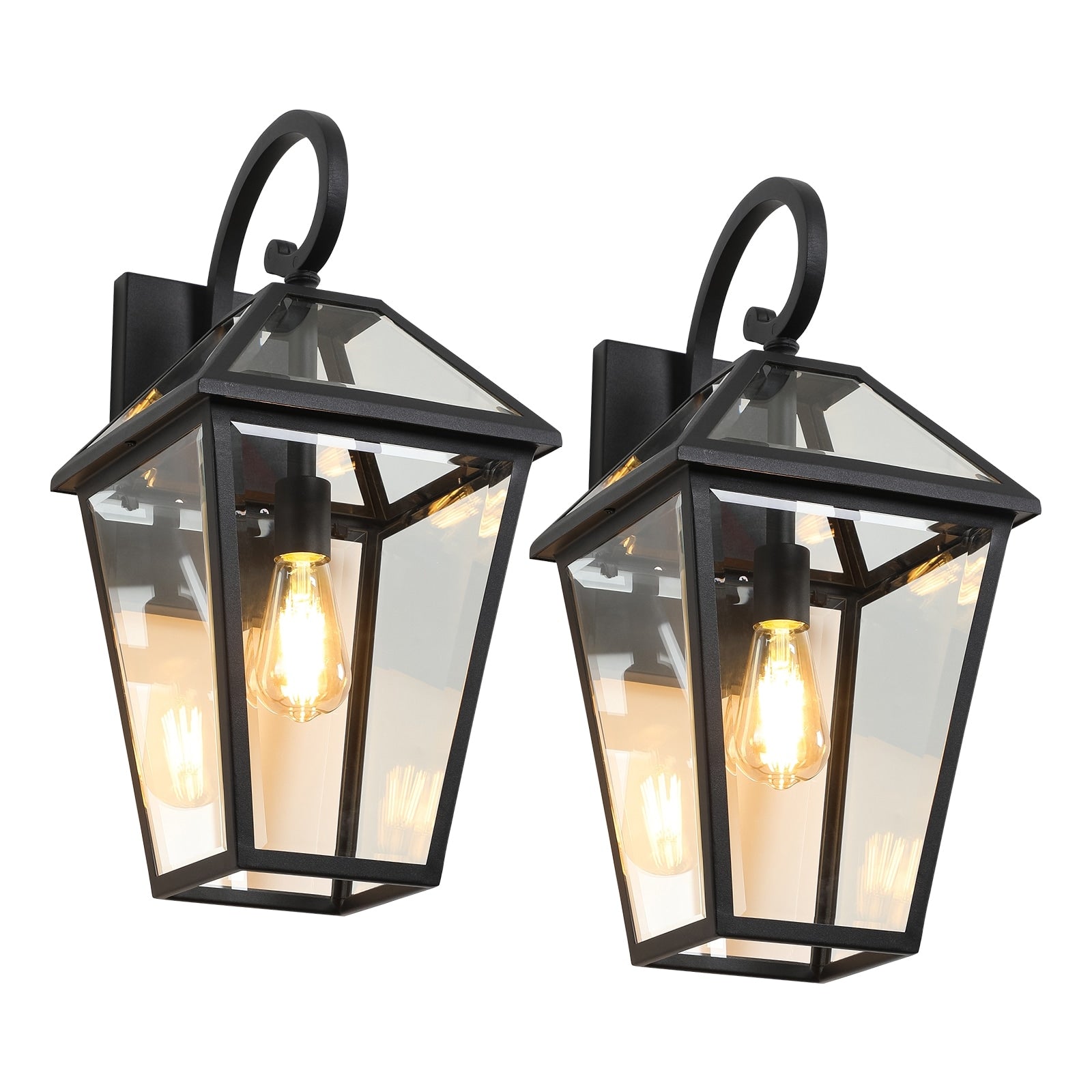Outdoor Black Wall Lantern Sconce Light