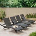Outdoor Brown Wicker Adjustable Chaise Lounge Chairs Set Of 4 By Christopher Knight Home