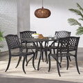 Outdoor Cayman 5 Piece Cast Aluminum Black Sand Dining Set By Christopher Knight Home