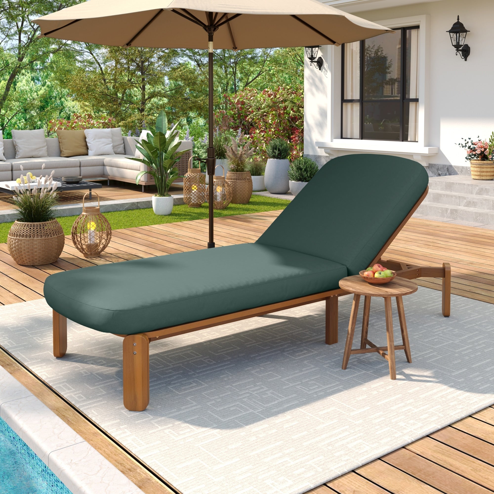 Outdoor Chaise Lounge Adjustable Patio Chaise Outdoor Reclining Chair Pool Lounge Chair With Adjustable Backrest