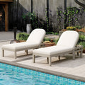Outdoor Chaise Lounge Set Of 2 Premium Acacia Wood Patio Recliner With Arched Backrest 5 Position Adjustable Backrest