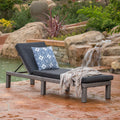 Outdoor Chaise Lounge Mixed Black Frame With Dark Grey Cushion