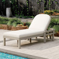 Outdoor Chaise Lounge Premium Acacia Wood Patio Recliner With Arched Backrest 5 Position Adjustable Backrest