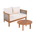 Outdoor Chat Set With Round Coffee Table Patio Conversation Set With Upholstered Loveseat For Backyard