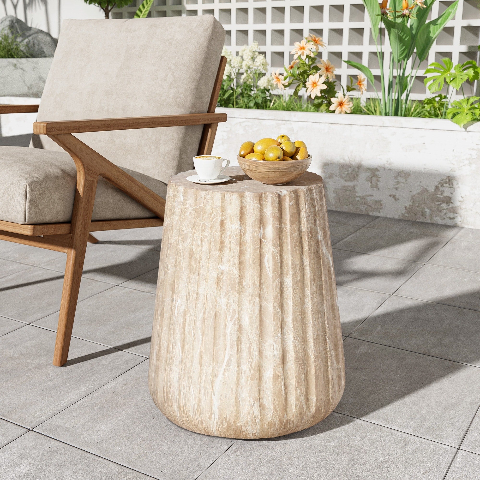 Outdoor Cleme Carved Side Table Gold 18.19