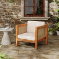 Outdoor Club Chair Upholstered Arm Chair With Wicker Armrest Coffee Chair Reception Chair Side Chair