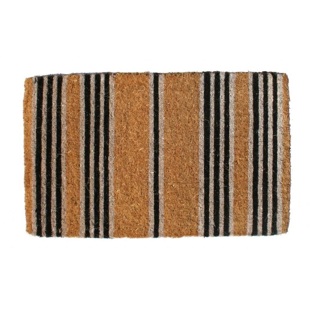 Outdoor Coconut Fiber Black Stripes Door Mat 4 X 16