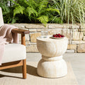 Outdoor Concrete Side Table Rounded Waist End Tables Decorative Garden Stools With Imitation Natural Stone Texture