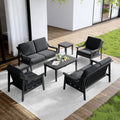 Outdoor Conversation 6 Seater Patio Chat Set With Cushions And Table