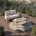 2 Piece Outdoor Conversation Set Acacia Wood 2 Seater Sofa Loveseat With Coffee Table