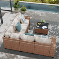 Outdoor Conversation Set L Shaped Sectional Sofa 6 Piece With Cushions And Coffee Table Pe Wicker Rattan Weather Resistant
