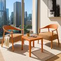 Outdoor Conversation Set With 2 Accent Chair Coffee Table Brown Patio Bistro Set For Poolside Backyard
