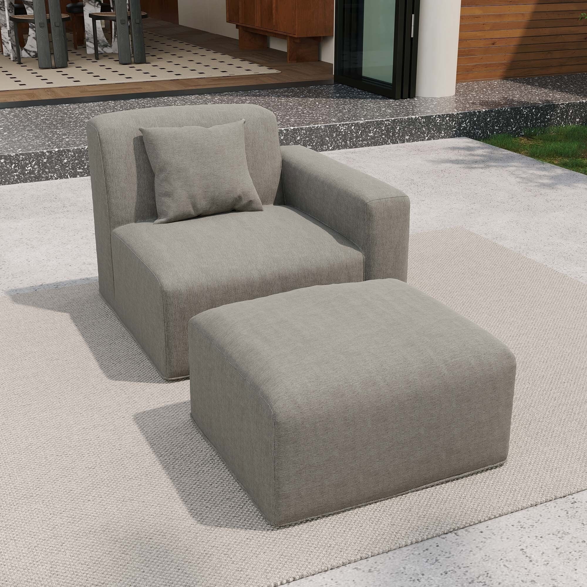 Outdoor Corner Chair With Ottoman Set