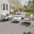 4 Piece Patio Conversation Set With Coffee Table And Padded Cushions