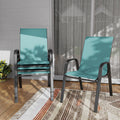 Outdoor Dining Chair 4 Piece Set Wide Seat 350 Lbs Capacity Waterproof Rust Resistant Teslin Fabric Metal Frame