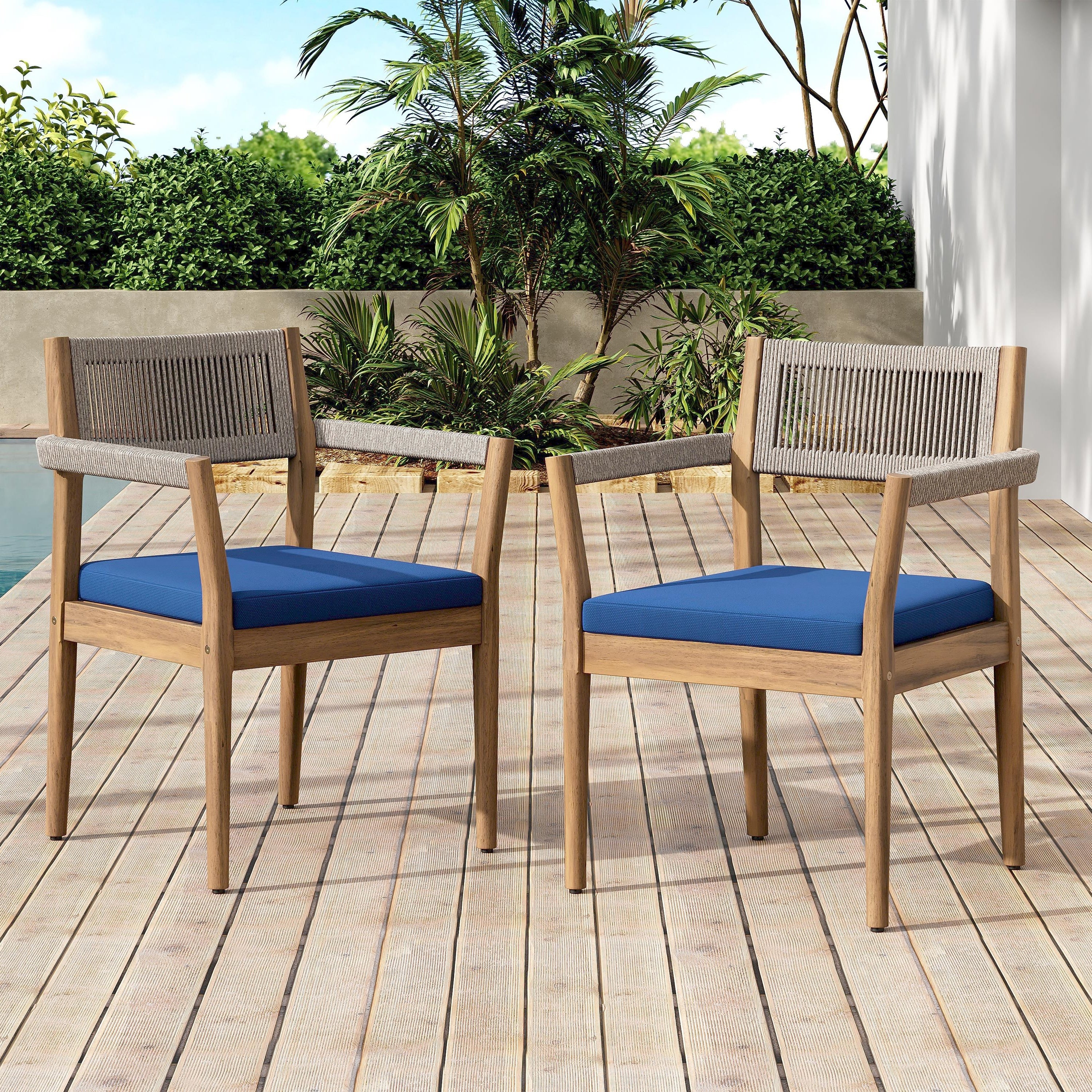 Outdoor Dining Chairs Set Of 2 Side Chair With Wood Frame Leisure Chair Reception Chair Coffee Chair