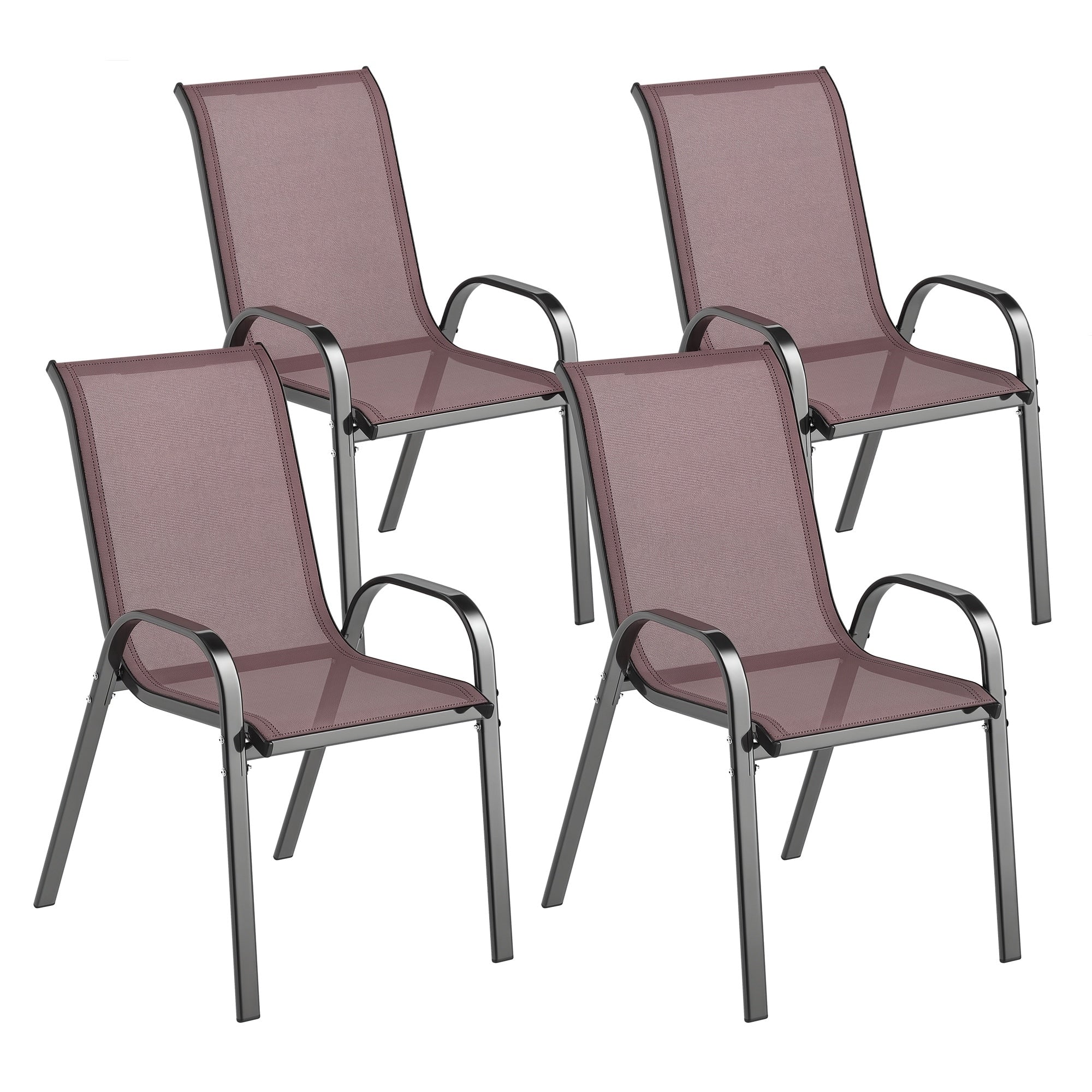 Outdoor Dining Chairs Set Of 4 Stackable Outdoor Patio Chairs With High Back Breathable Mesh Seat For Garden Lawn Backyard