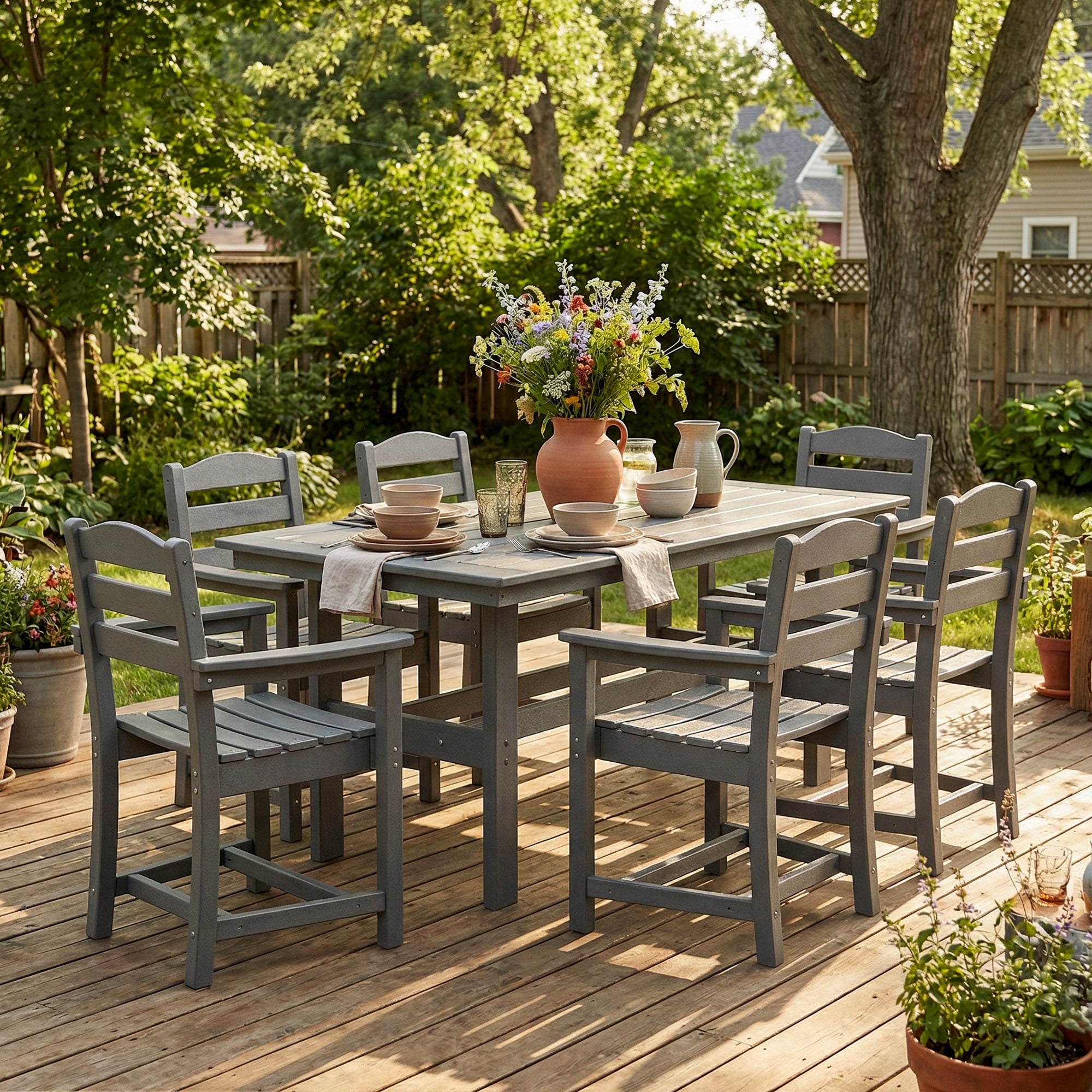 Outdoor Dining Set Patio Table Chairs All Weather Patio Furniture Set With Umbrella Hole
