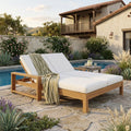 Outdoor Double Chaise Lounge Chair With Dual 5 Position Backrests By Leisure Zone