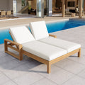 Outdoor Double Chaise Lounge With Cushions And 5 Position Adjustable Backrest