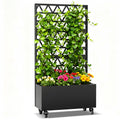 Outdoor Elevated Planter Box With Trellis Casters For Balconies Garden