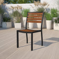 Outdoor Faux Teak Side Chair With Poly Slats Teak Patio Chair
